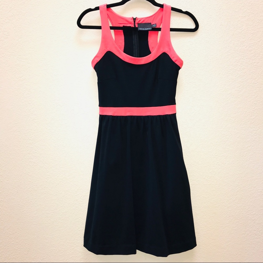 Cynthia Rowley Black and Coral Racerback Dress
